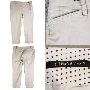 Talbots Pants Perfect Crop Women’s Stretch Chino Tan Khaki Flat Front Size 14